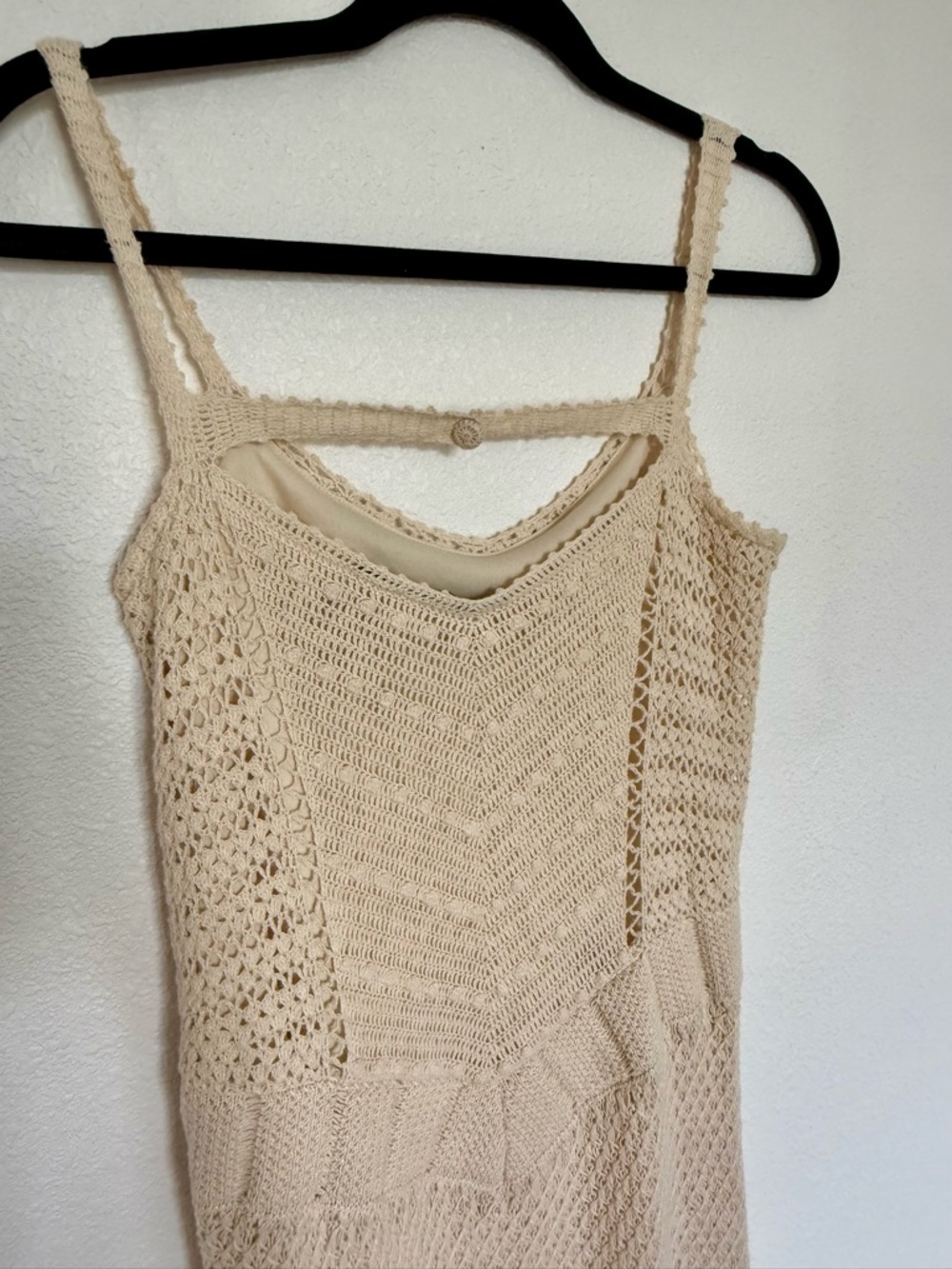 Moda International Crochet Knit Mermaid Hem Midi Dress S Boho Coastal - Picture 10 of 13